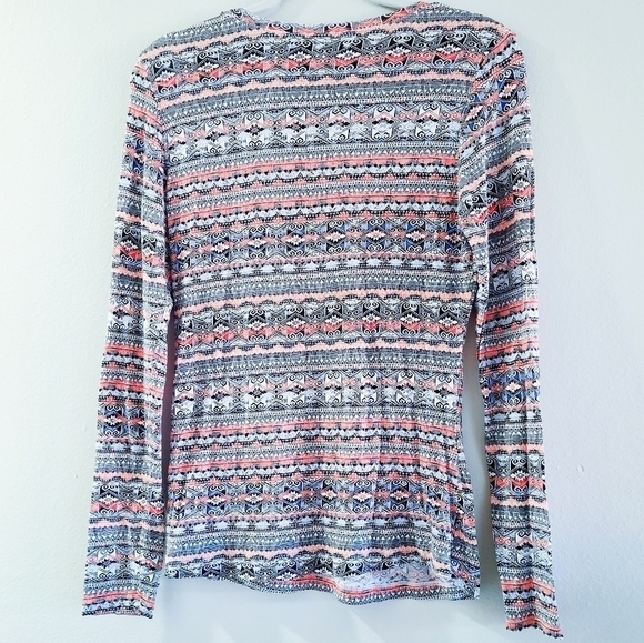 Cuddl Duds Tribal Print Long Sleeve Top M - Picture 2 of 3